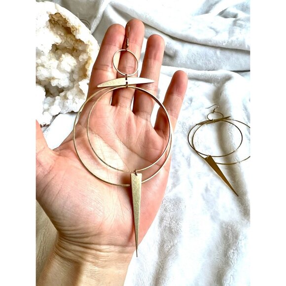 Tribal Gypsy Hoop Spear Earrings - Picture 5 of 5